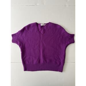 The Reset R Label 100% Wool Short Sleeve Sweater Women S/M Purple Stretch